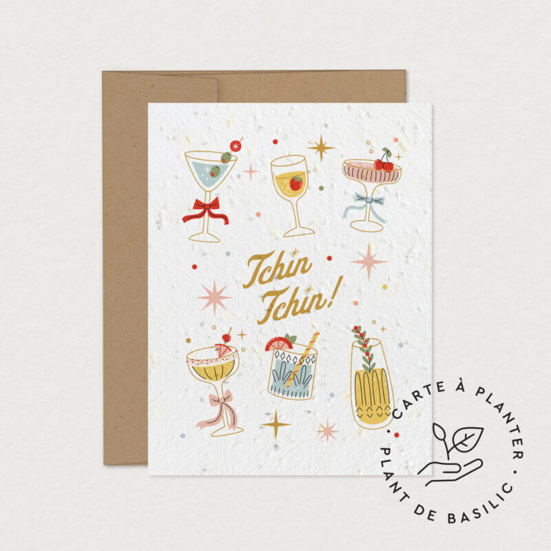 Carte de souhaits à planter- Tchin Tchin