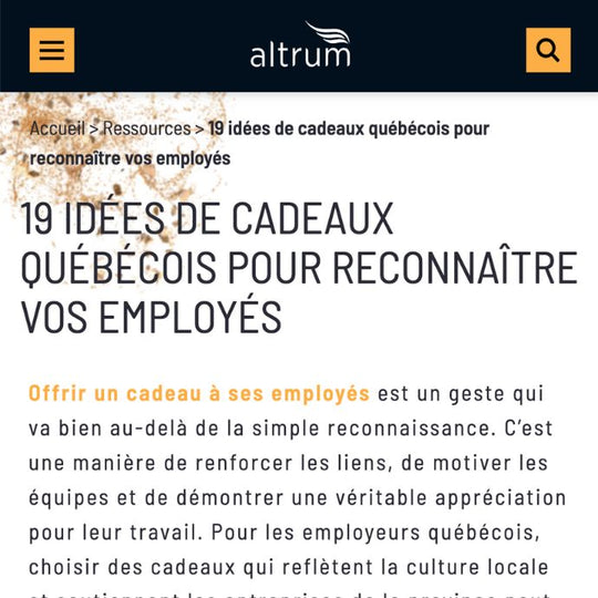 Altrum RH | 19 idées de cadeaux québécois pour reconnaître vos employés