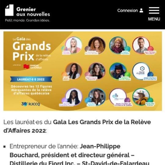 Recognition at the 30th Grands Prix de la Relève d'Affaires