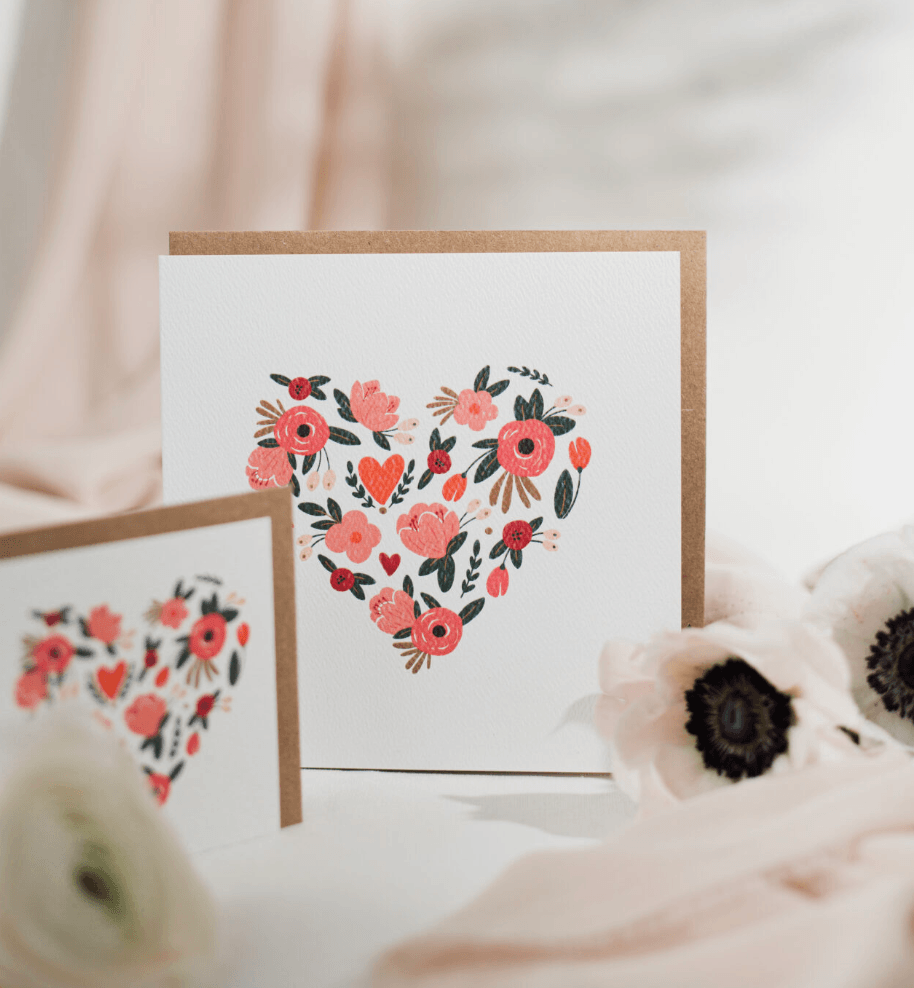 Carte de souhaits à planter - Pétales de coeur