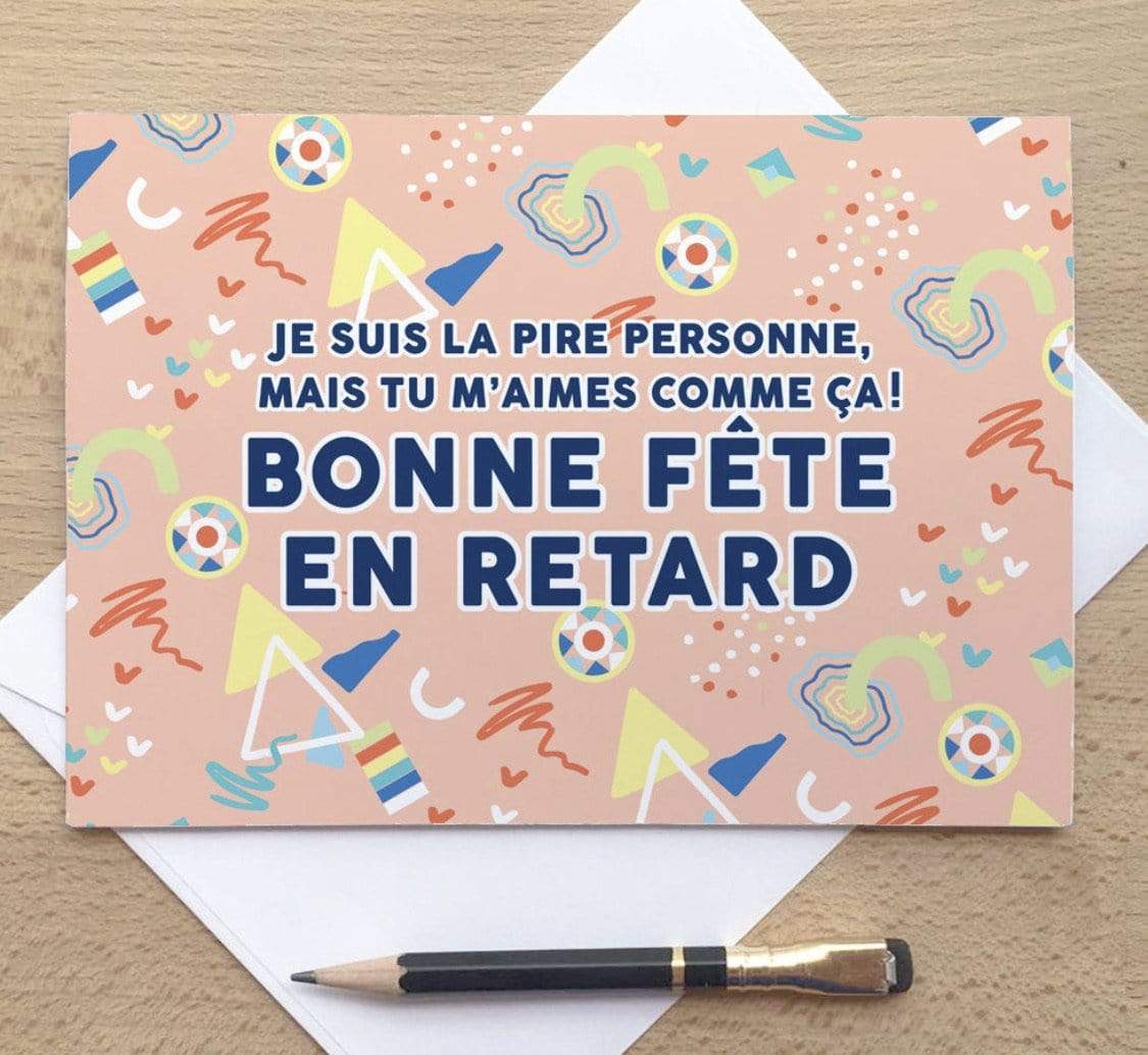 Carte de souhaits - Bonne fête en retard par MerciBonsoir (Marie-Claude Marquis)
